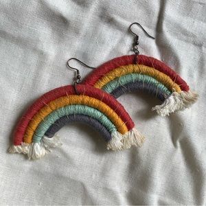 🌈 Rainbow Woven Statement Earrings